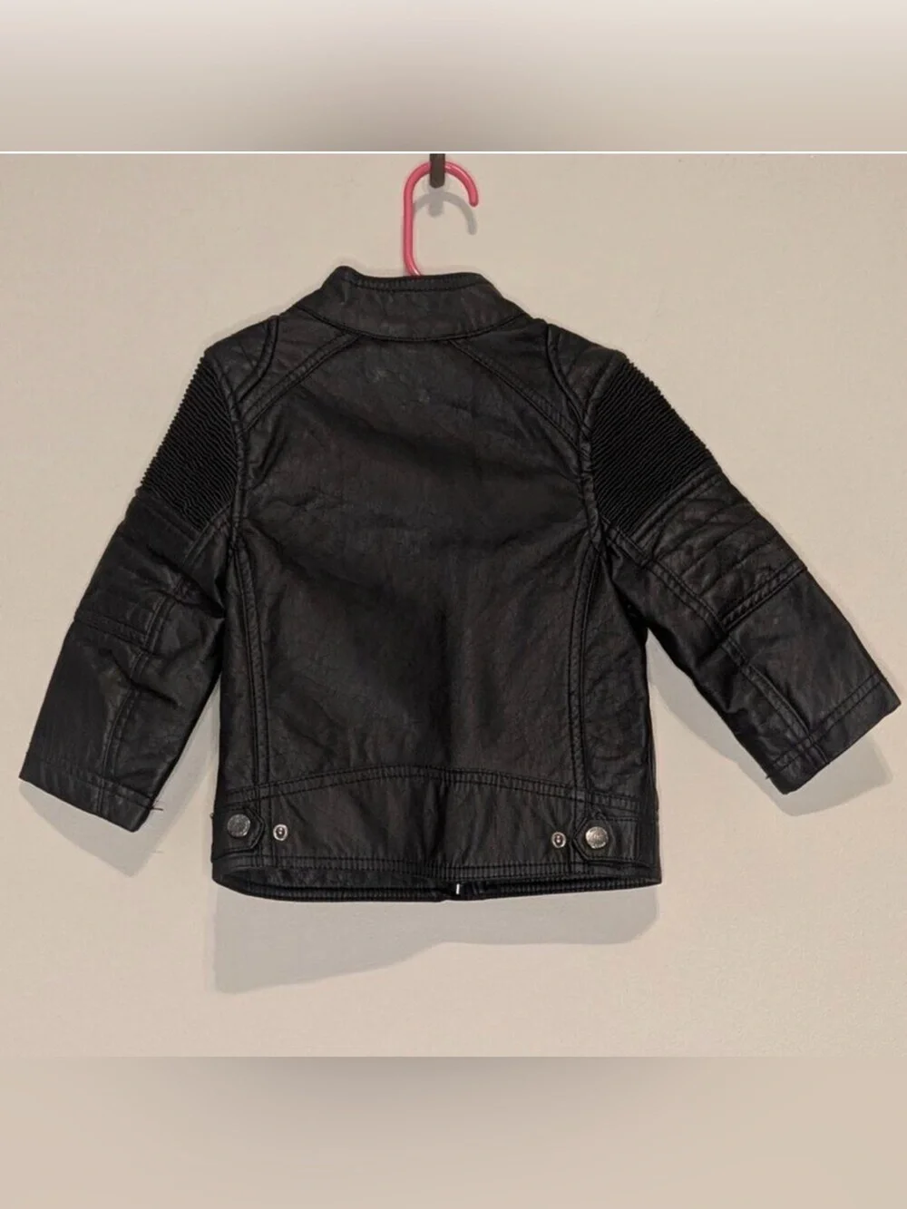 Urban Republic Kids Black Faux Leather Biker Moto Zip Up Jacket Size XS/2T